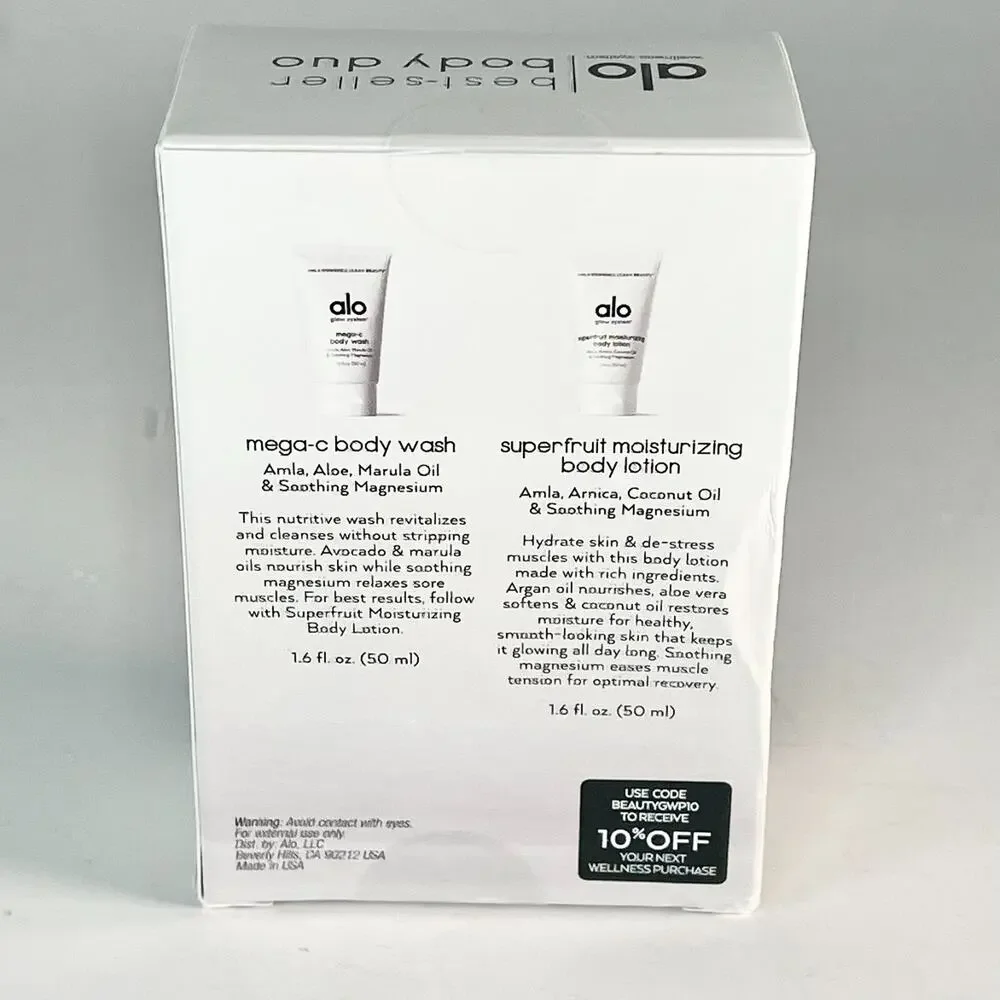 Alo Yoga Bestseller Body Duo Mega-C Body Wash Superfruit Body Lotion Travel 2x 1